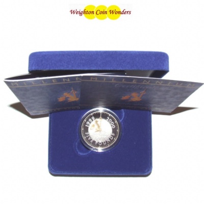 2000 Silver Proof £5 Crown – Millennium - Gold Cameo